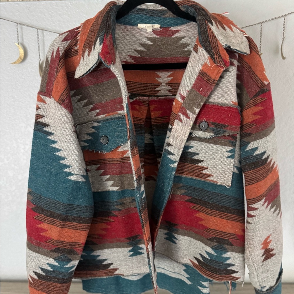 LA MIEL Vibrant Aztec style shacket